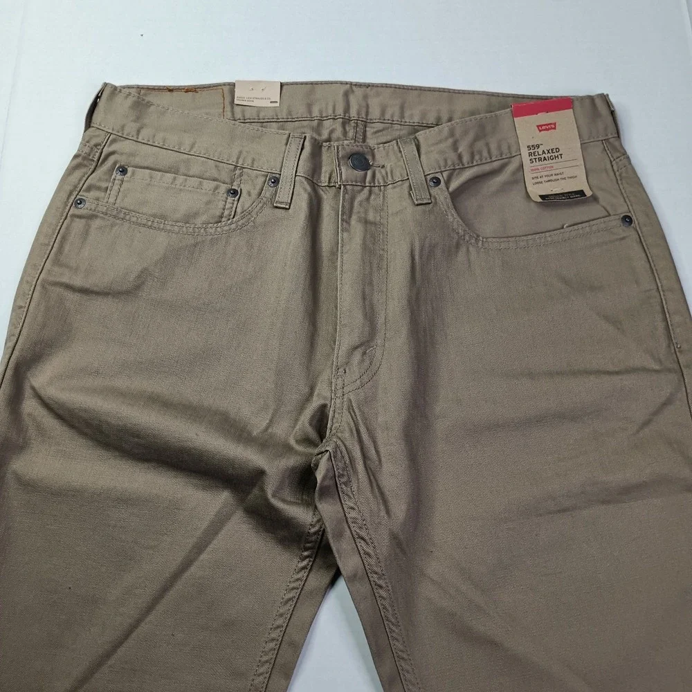 Levi's 559 Relaxed Straight Jeans Mens Sz 34x34 Beige Cotton Loose Through Thigh
